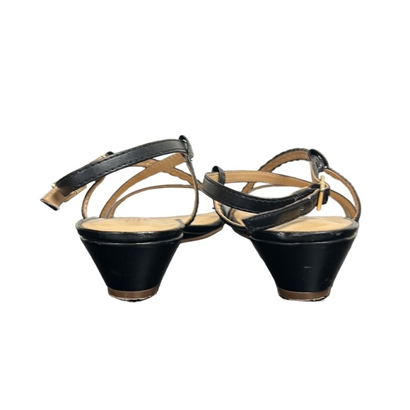 TALBOTS | Strappy Braided Sandals Wedges Criss Cross Black Patent Leather 6 - Picture 8 of 16